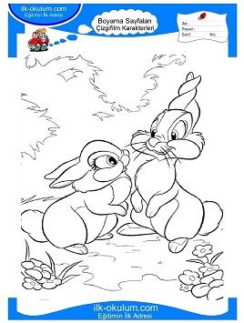 Çocuklar İçin Bambi Boyama Sayfaları 